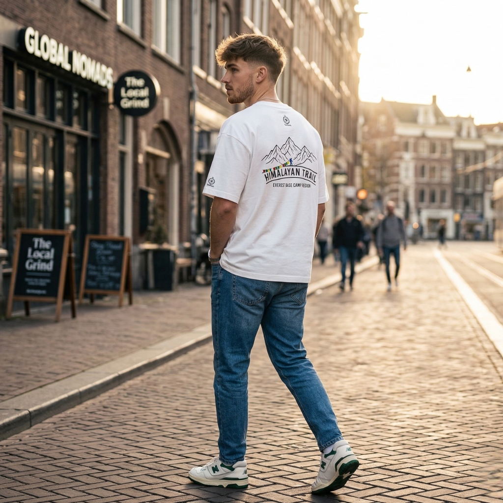 Himalayan Oversized T-Shirt for Men | Back Print Mountain Tee India – TeeHaus