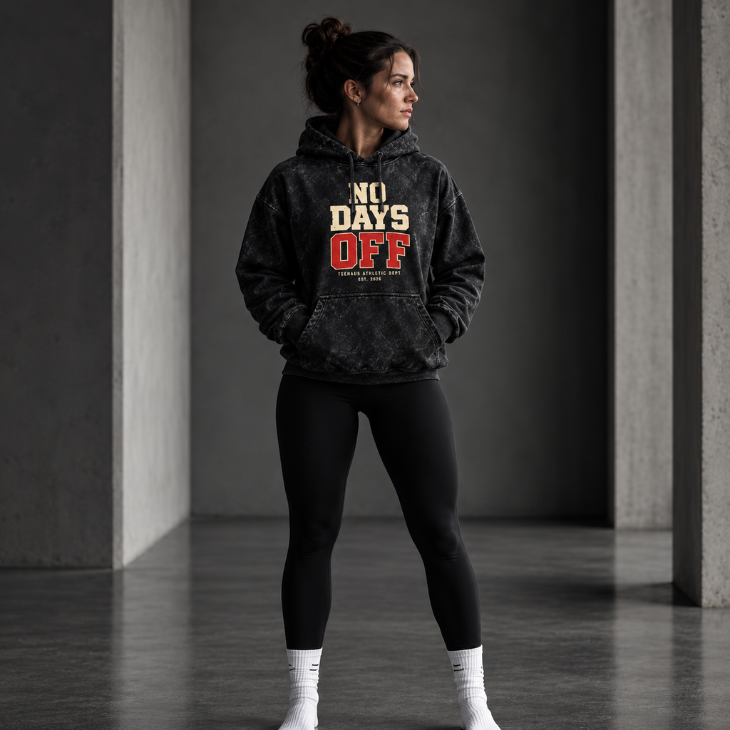 No Days Off Acid Wash Hoodie