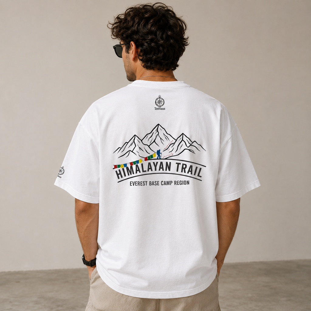 Himalayan Oversized T-Shirt for Men | Back Print Mountain Tee India – TeeHaus