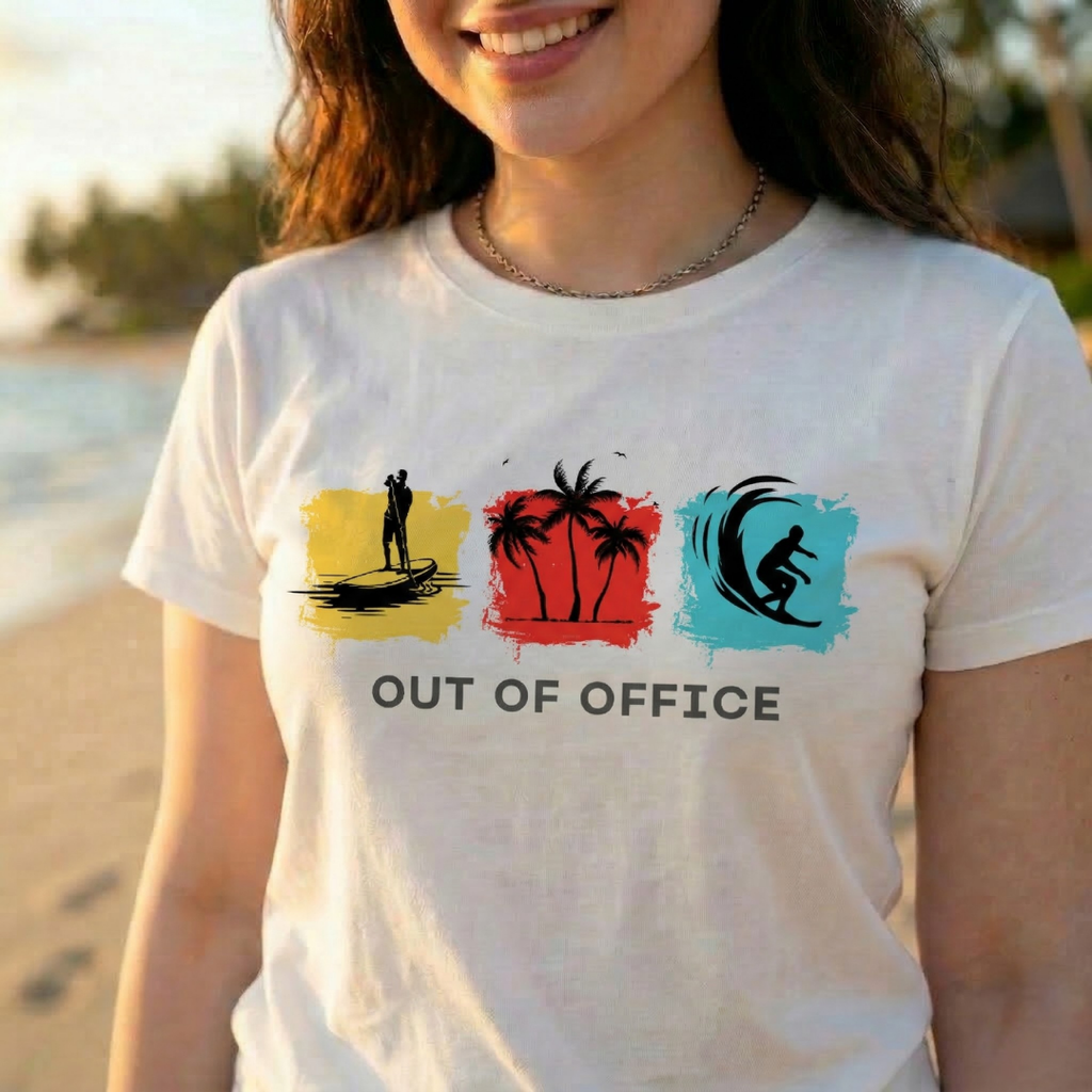 Out of Office Summer T-Shirt for Men | Beach Graphic Tee India | TeeHaus