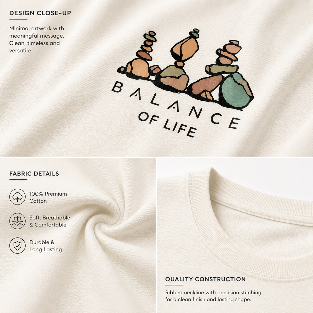 Balance of Life Minimal Graphic T-Shirt | Premium Cotton Unisex Tee