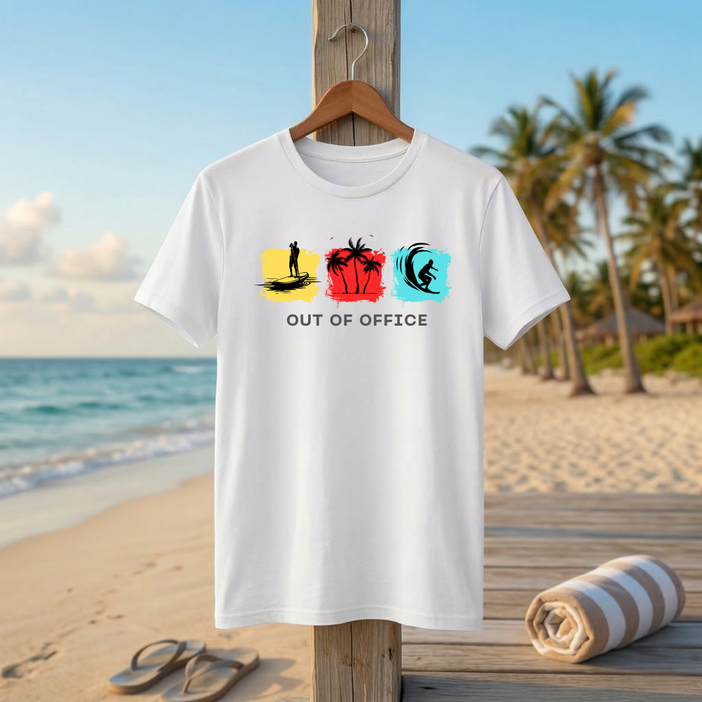 Out of Office Summer T-Shirt for Men | Beach Graphic Tee India | TeeHaus