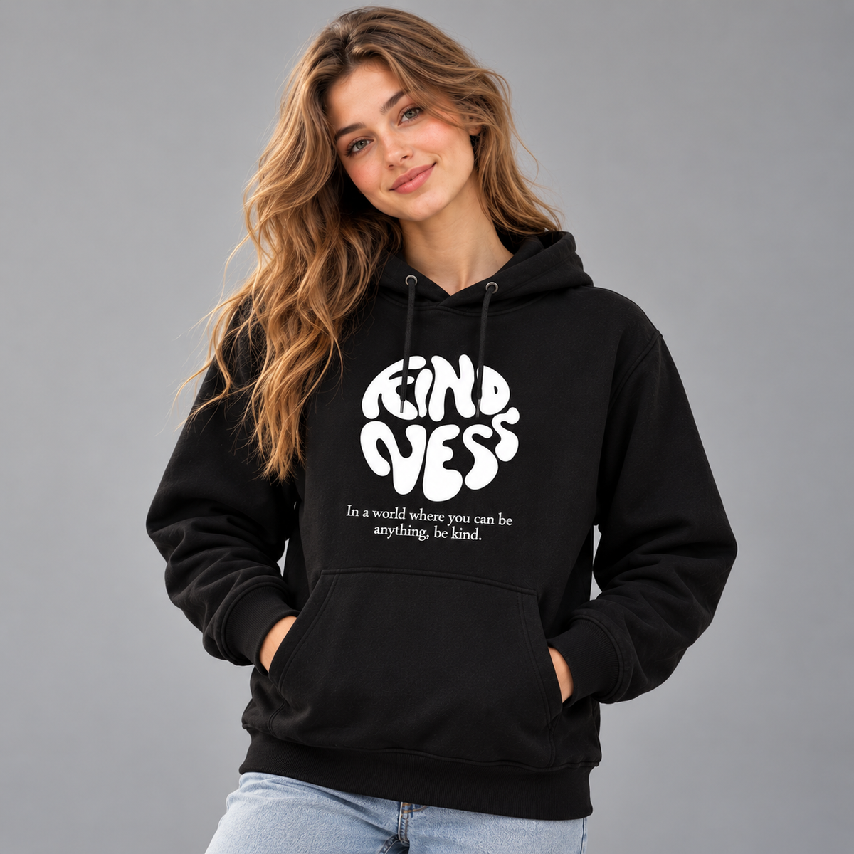 KINDNESS Black Hoodie | Unisex Graphic Hoodie