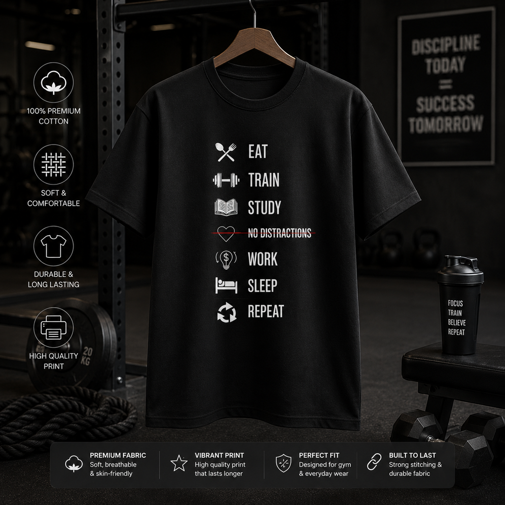 NO DISTRACTIONS Unisex Gym T-Shirt