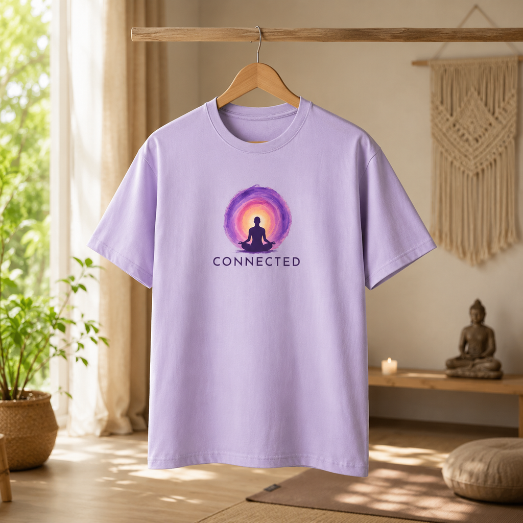 CONNECTED | Minimal Meditation T-Shirt | 180 GSM Pure Cotton | Regular Fit