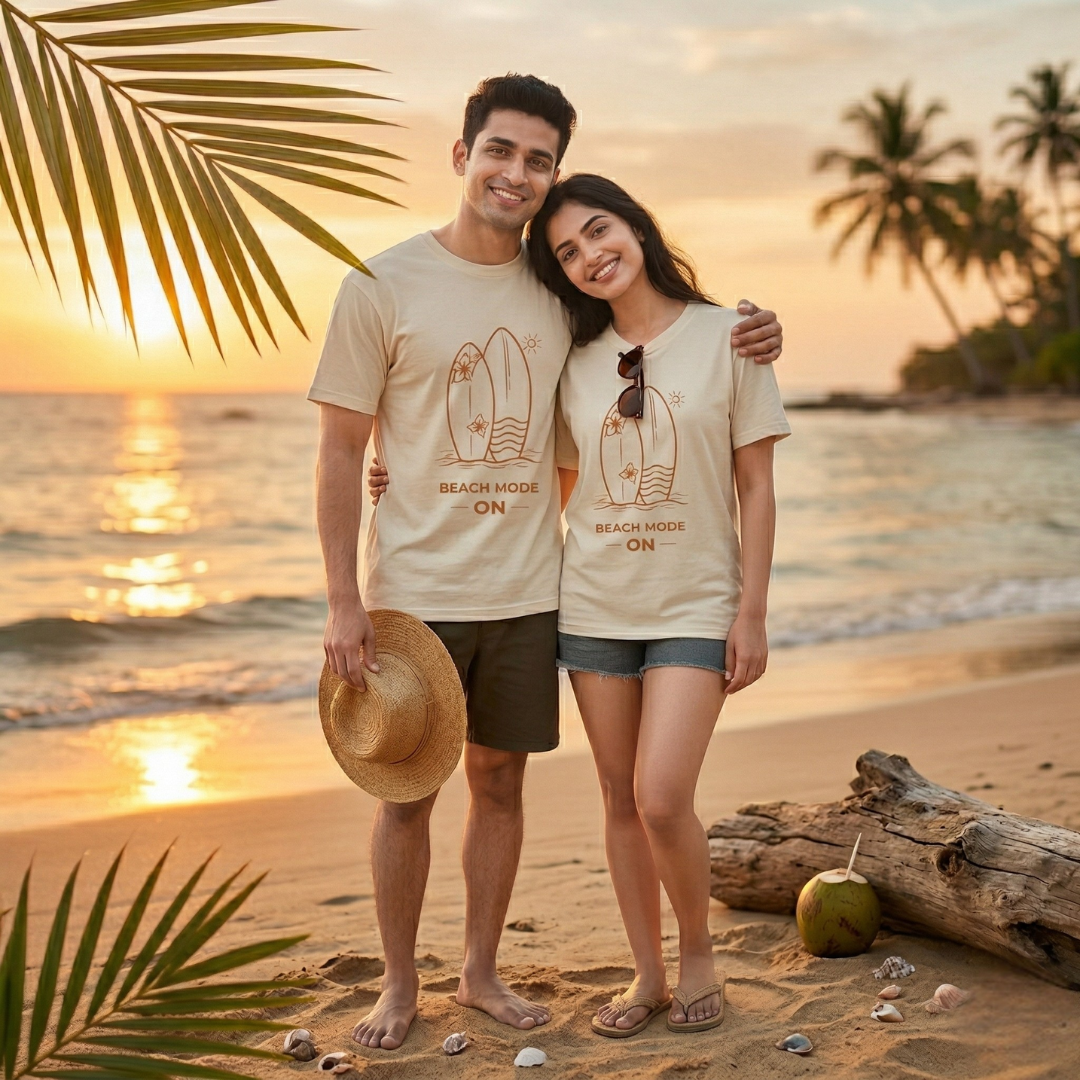 Beach Mode ON – Premium Off-White Summer T-Shirt | TeeHaus