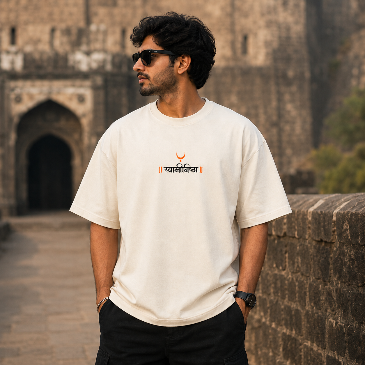 Swaminishtha Oversized T-Shirt | Premium 240 GSM Off-White Streetwear