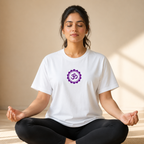 7 Chakra OM White T-Shirt | Premium Cotton Spiritual Meditation Tee | Regular Fit | Unisex