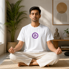 7 Chakra OM White T-Shirt | Premium Cotton Spiritual Meditation Tee | Regular Fit | Unisex
