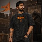 Shivpratap Oversized Acid Wash T-Shirt | 240 GSM Premium Cotton | Maratha Collection | TEEHAUS