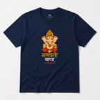 Ganpati Bappa Morya T-Shirt | Navy Blue Premium Cotton Tee | Festive Wear for Men & Women