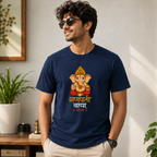 Ganpati Bappa Morya T-Shirt | Navy Blue Premium Cotton Tee | Festive Wear for Men & Women