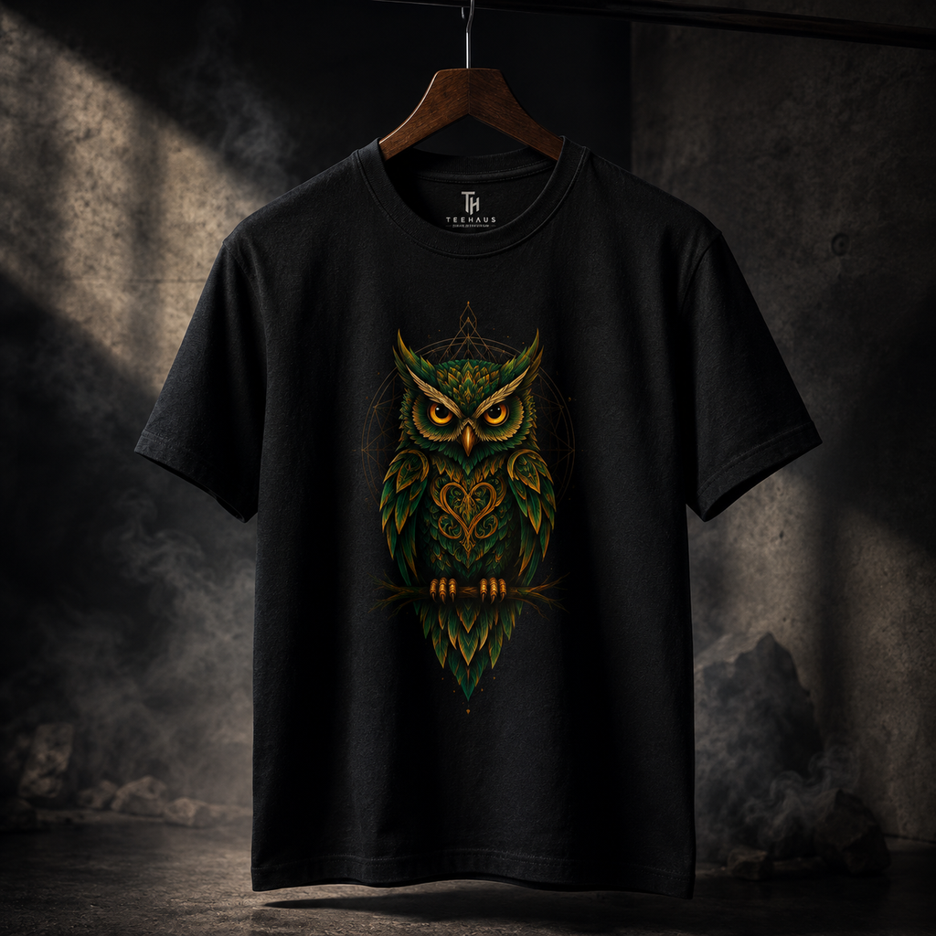 Mystic Owl Graphic T-Shirt – Premium Black