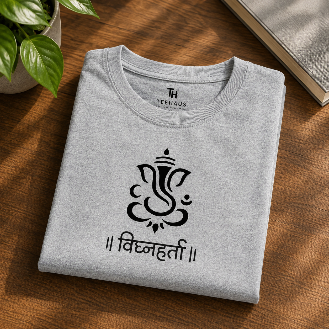 Vighnaharta Ganpati Minimal Graphic T-Shirt | Premium Cotton | Spiritual Wear