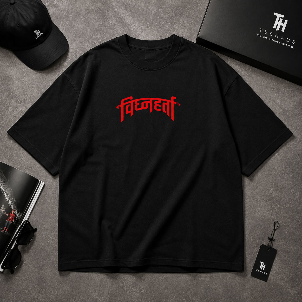 Vighnaharta 220 GSM Oversized T-Shirt | Marathi Ganpati Graphic Tee