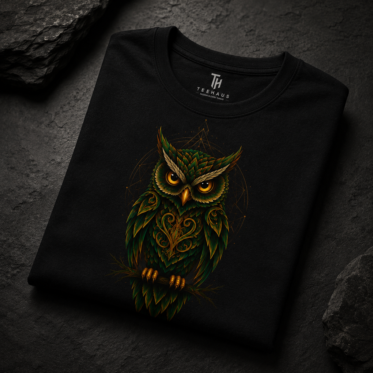 Mystic Owl Graphic T-Shirt – Premium Black