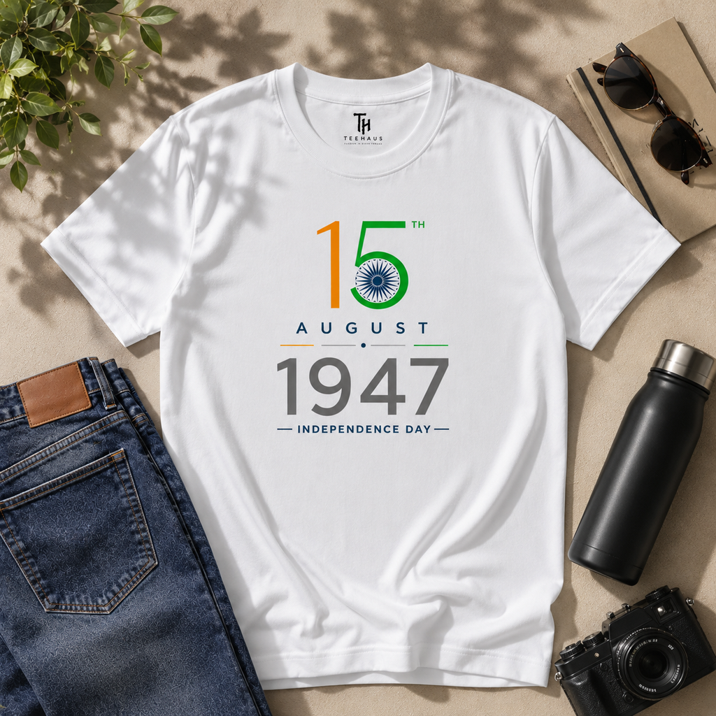 15 August 1947 Independence Day Premium Cotton T-Shirt | Regular Fit | TeeHaus