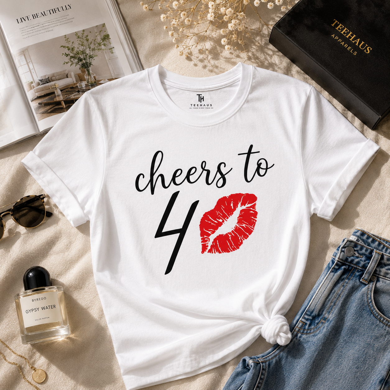 Cheers to 40 Birthday T-Shirt | Unisex 100% Cotton Regular Fit Graphic Tee