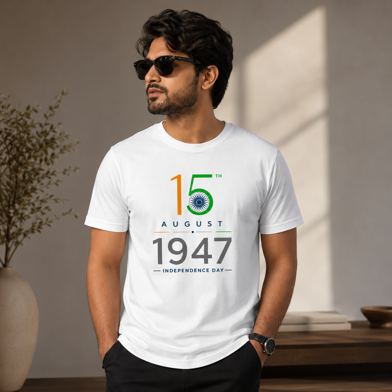 15 August 1947 Independence Day Premium Cotton T-Shirt | Regular Fit | TeeHaus
