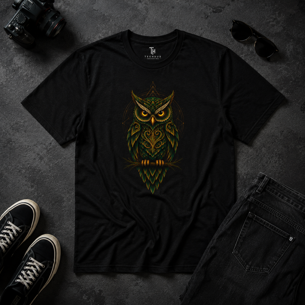 Mystic Owl Graphic T-Shirt – Premium Black