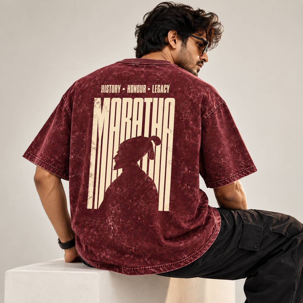 Maratha Oversized Acid Wash T-Shirt – Shivaji Maharaj