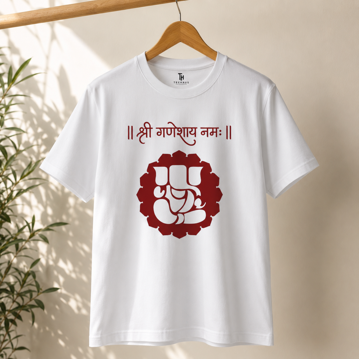 Shree Ganeshay Namah Premium White T-Shirt | Minimal Ganesh Graphic | 100% Cotton Unisex