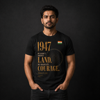 1947 – Courage Edition | Premium Black Cotton T-Shirt for Men | TeeHaus