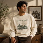 Temple of Peace – Kolhapur Mahalaxmi Premium 320 GSM Sweatshirt | Cream
