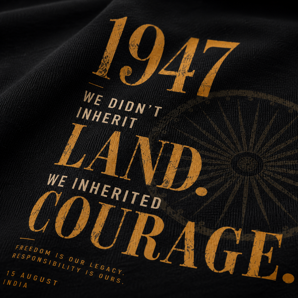 1947 – Courage Edition | Premium Black Cotton T-Shirt for Men | TeeHaus