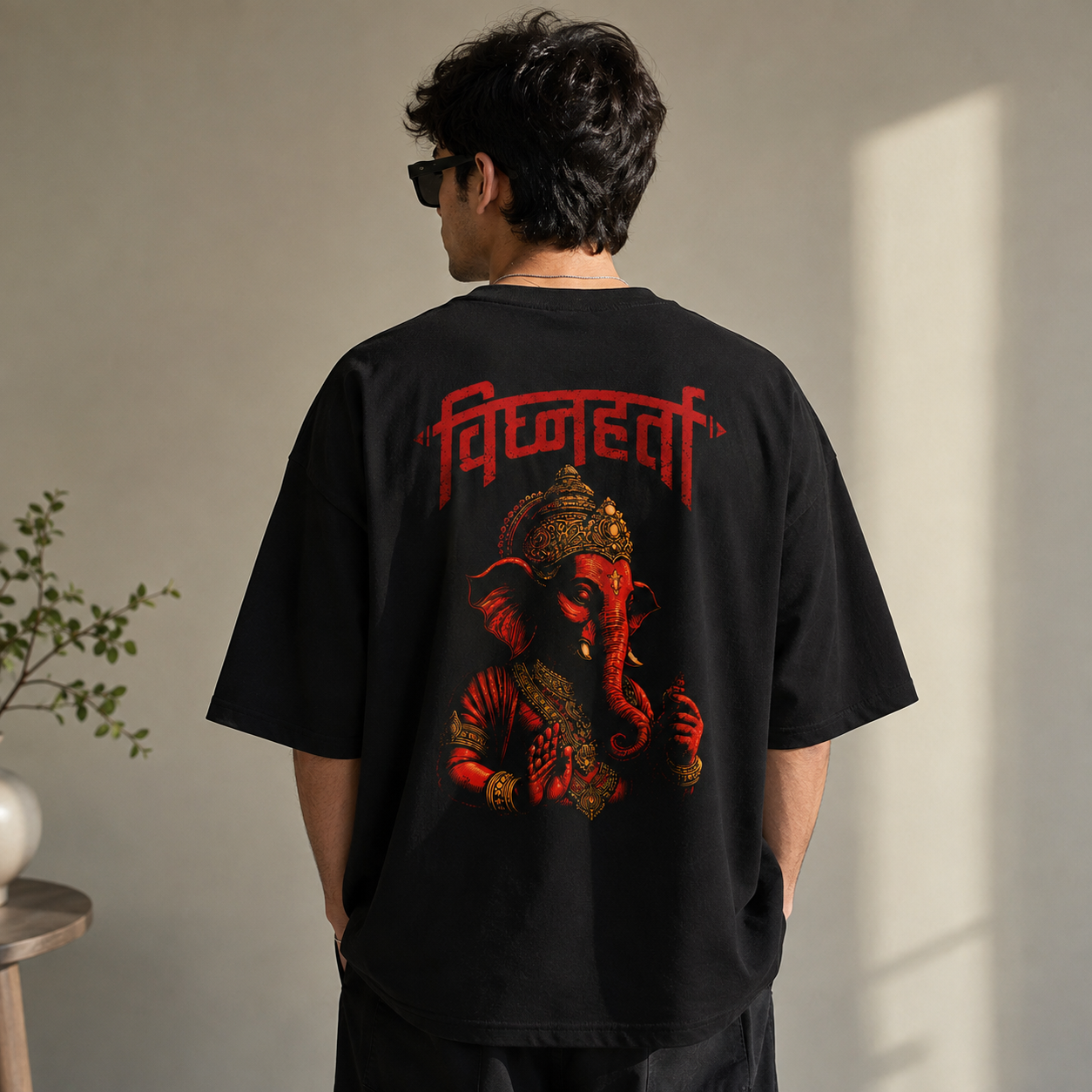 Vighnaharta 220 GSM Oversized T-Shirt | Marathi Ganpati Graphic Tee