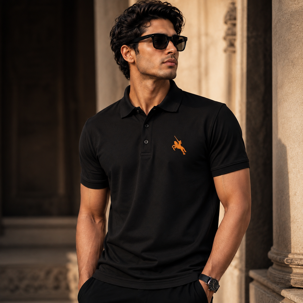 Shivaji Maharaj Emblem Polo T-Shirt – Premium Cotton