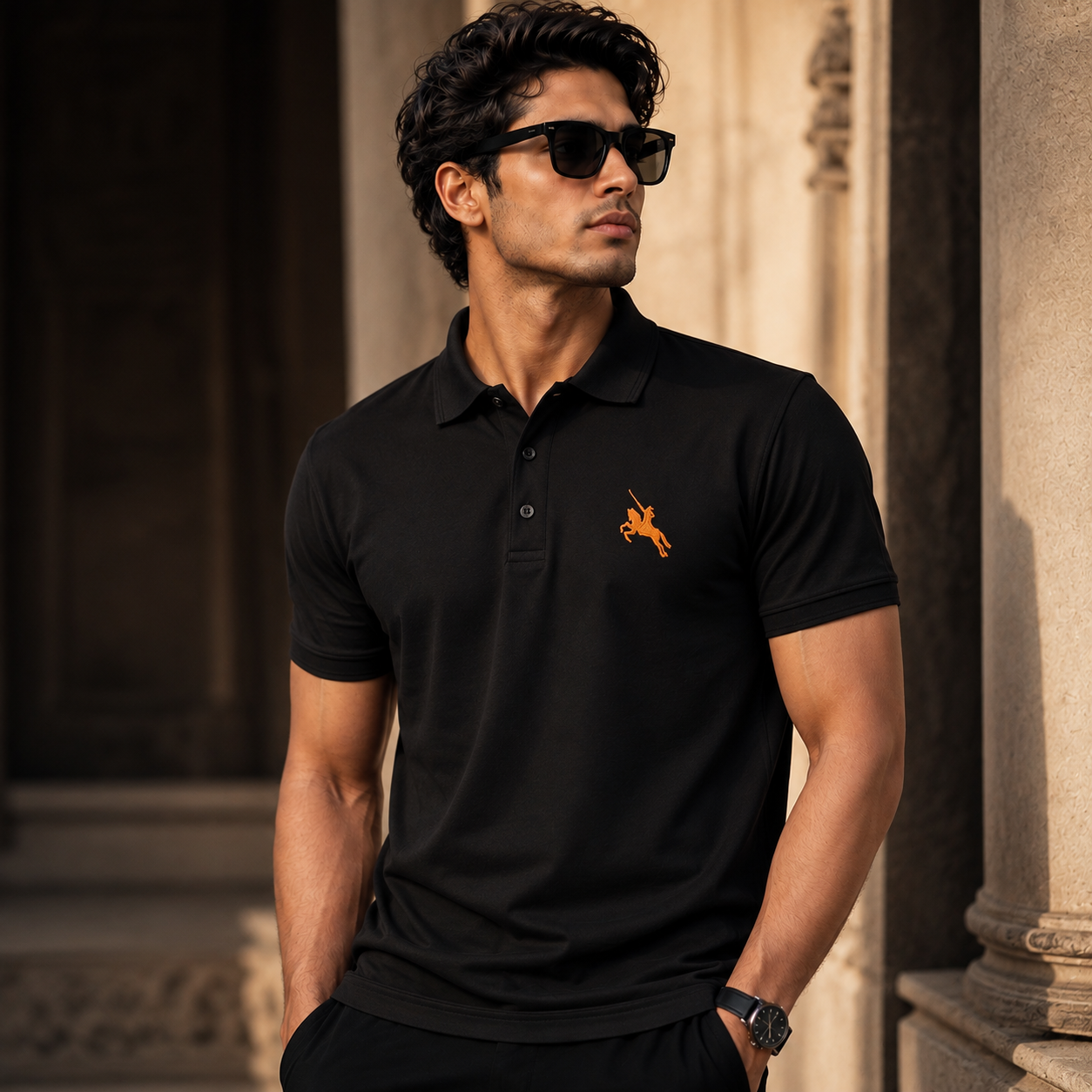 Shivaji Maharaj Emblem Polo T-Shirt – Premium Cotton