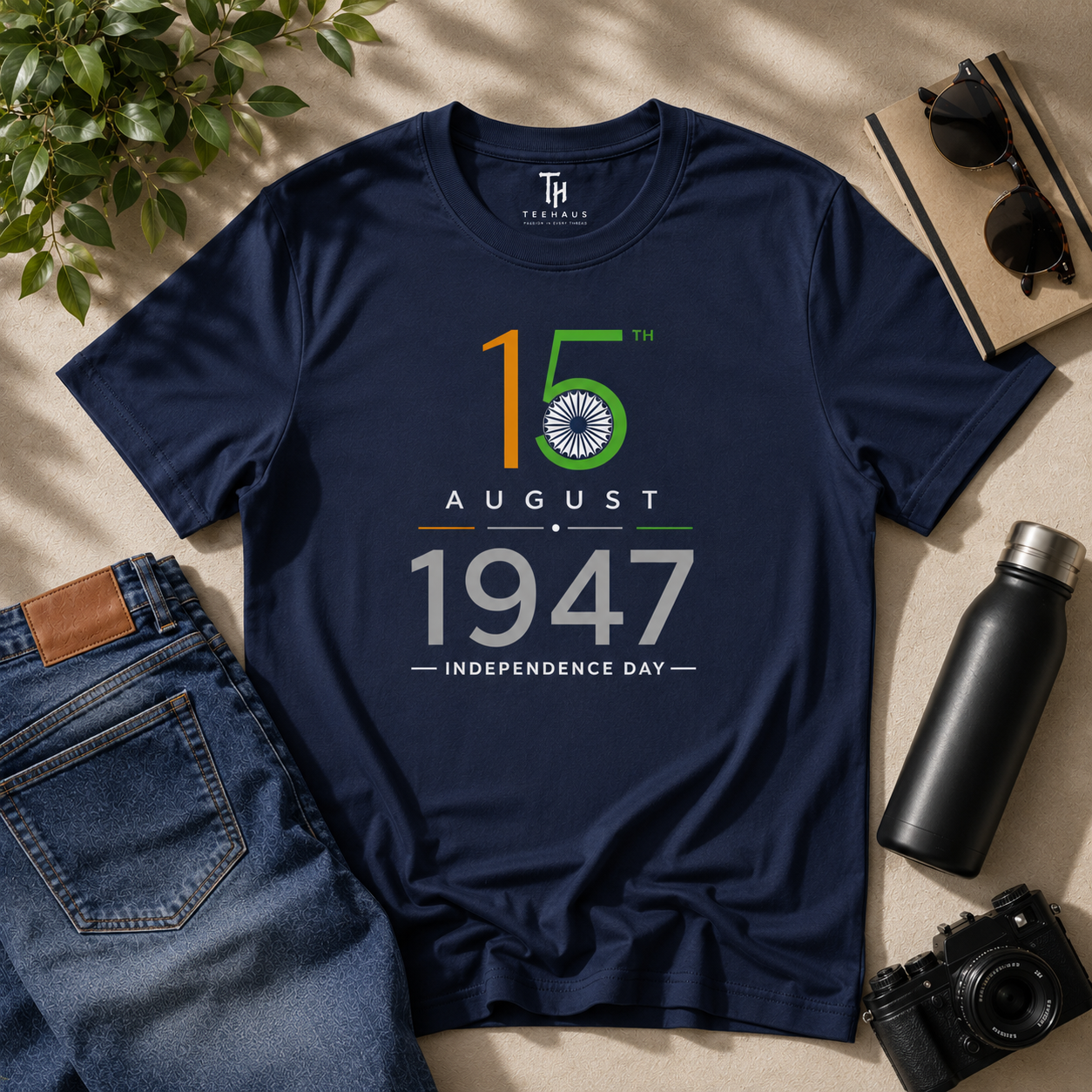 15 August 1947 Independence Day Premium Cotton T-Shirt | Regular Fit | TeeHaus