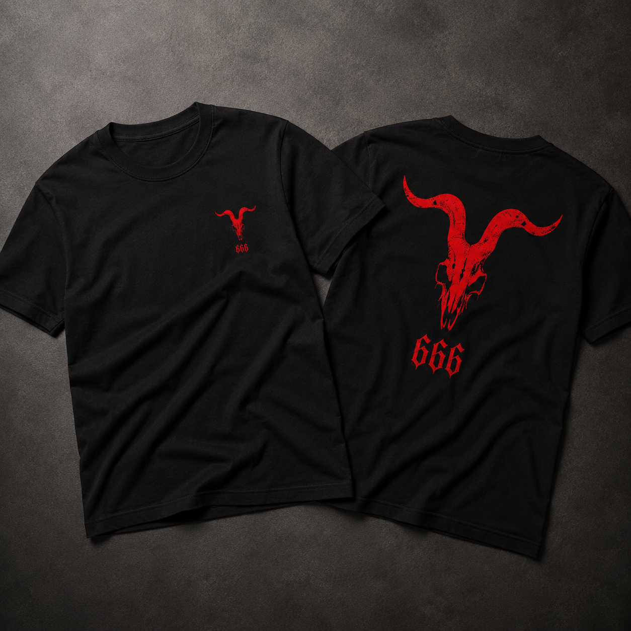 666 Devil Skull Regular Fit stretchable T-Shirt – Black