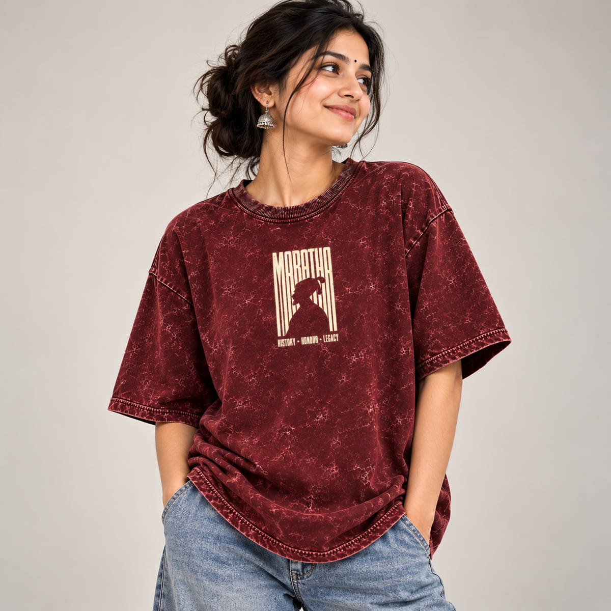 Maratha Oversized Acid Wash T-Shirt – Shivaji Maharaj