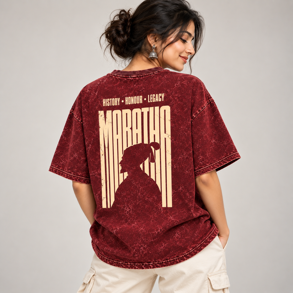 Maratha Oversized Acid Wash T-Shirt – Shivaji Maharaj
