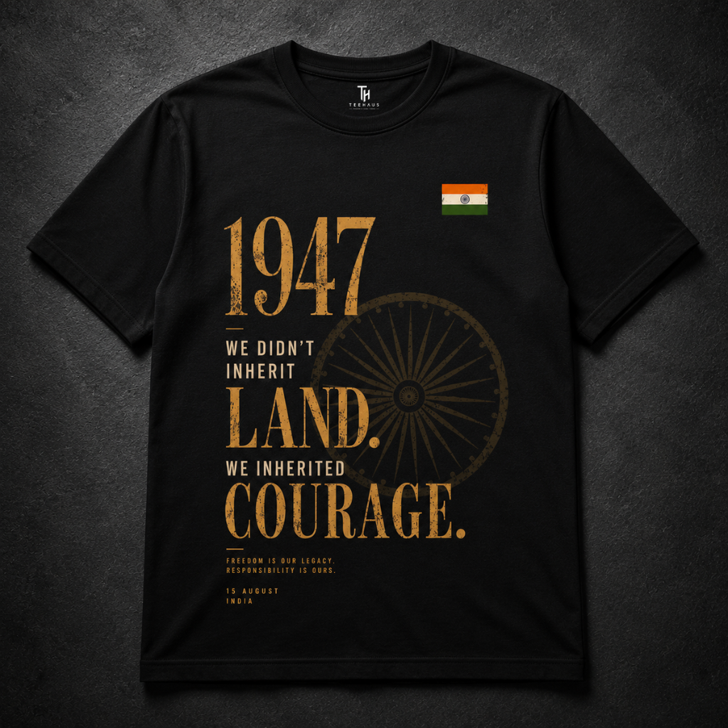 1947 – Courage Edition | Premium Black Cotton T-Shirt for Men | TeeHaus