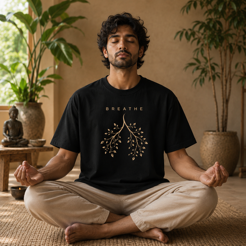 BREATHE | Minimal Meditation Regular Fit T-Shirt | 180 GSM Pure Cotton