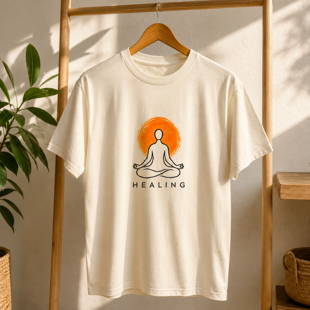 Healing | Premium Yoga & Meditation Graphic T-Shirt | Regular Fit | 100% Cotton | Unisex