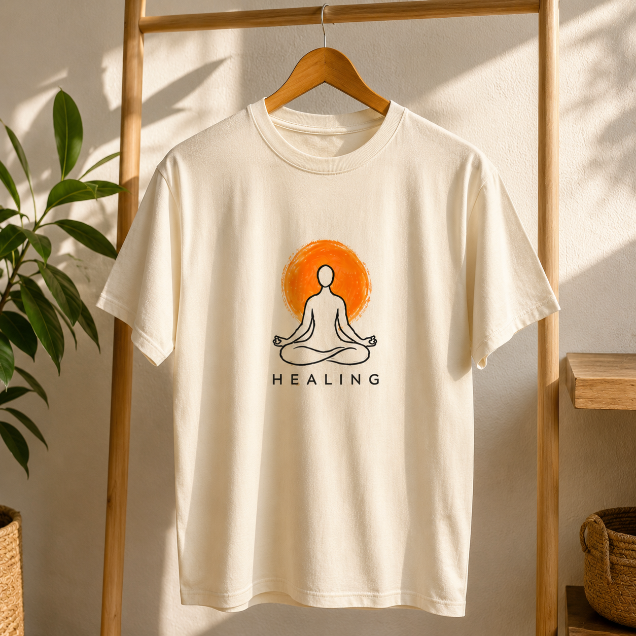 Healing | Premium Yoga & Meditation Graphic T-Shirt | Regular Fit | 100% Cotton | Unisex