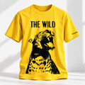 The Wild Yellow Graphic T-Shirt for Men | Roaring Leopard Print Cotton Tee