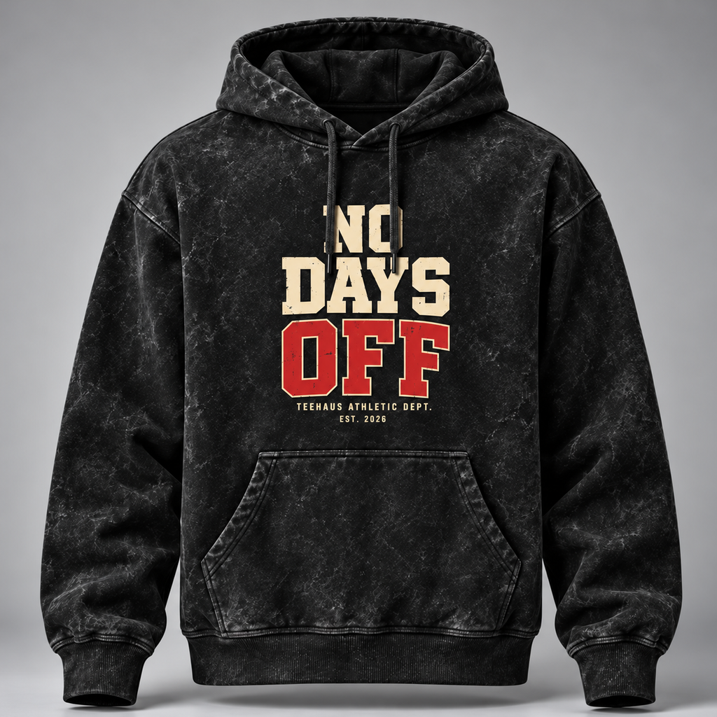 No Days Off Acid Wash Hoodie