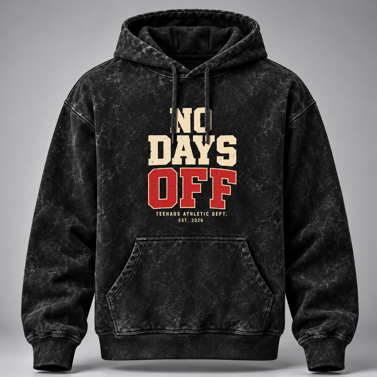 No Days Off Acid Wash Hoodie