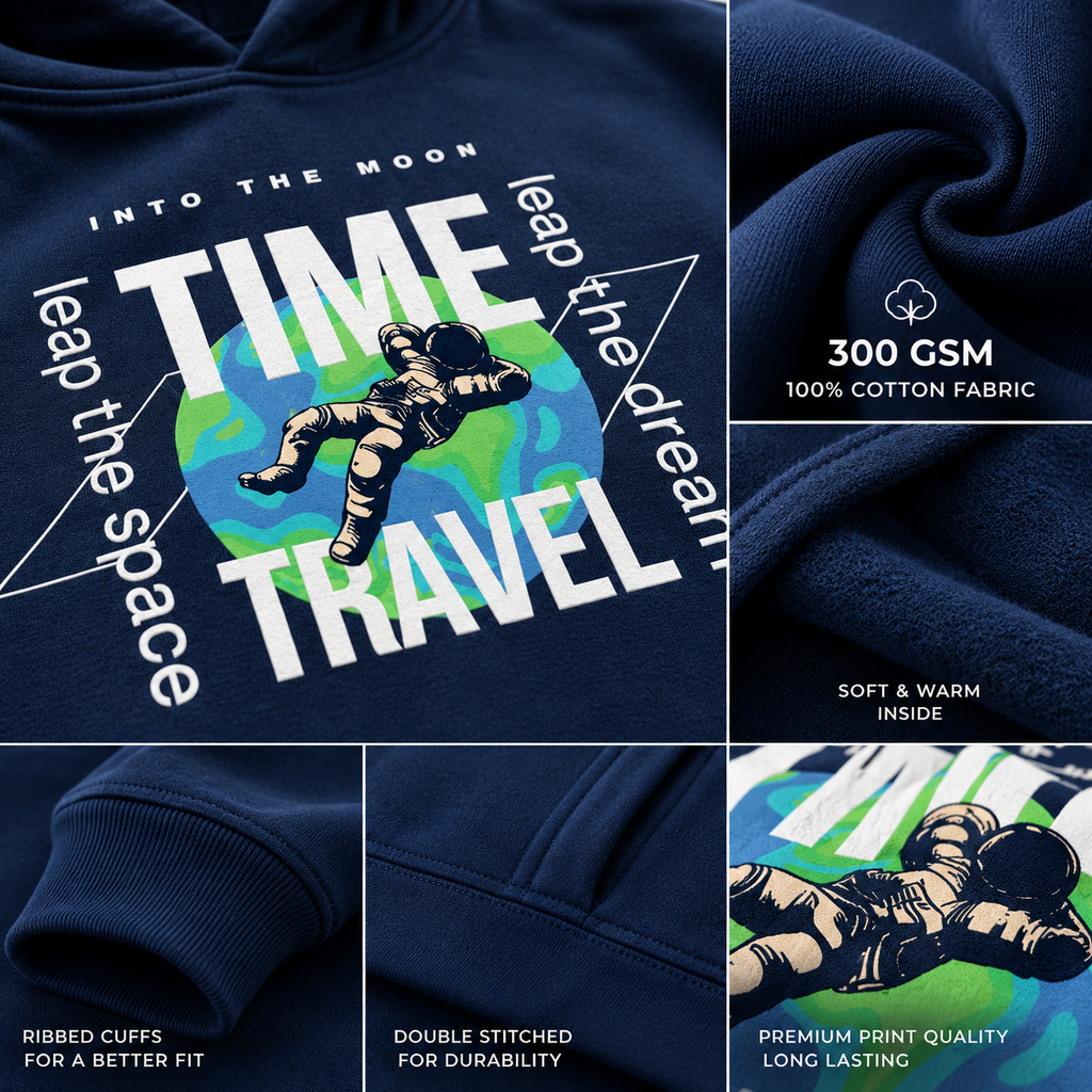 Time Travel Graphic Oversized Hoodie